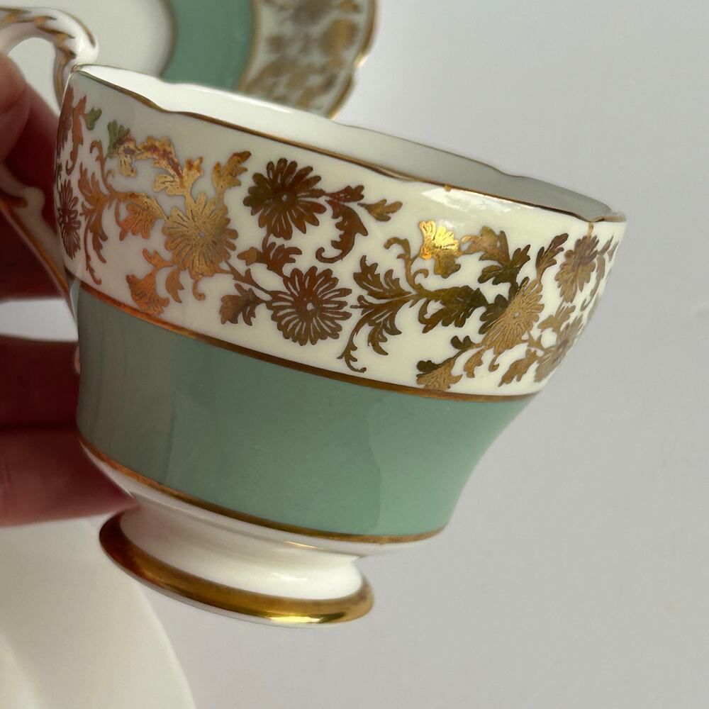 Paragon Royal Warrant Mint Gold Bone China Teacup Saucer Trio